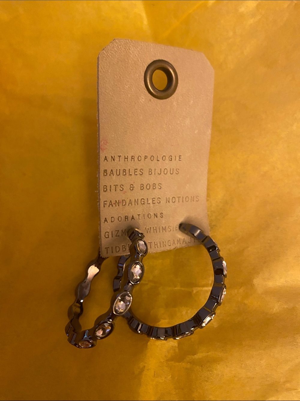 NWT Anthropologie Hoop Earrings with Clear Stones